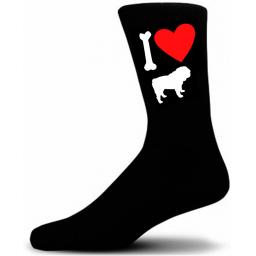 Mens Black Novelty Bulldog Socks- I Love My Dog Socks Luxury Cotton Novelty Socks Adult size UK 5-12 Euro 39-49