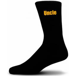 Black Wedding Socks with Yellow Uncle Title Adult size UK 6-12 Euro 39-49
