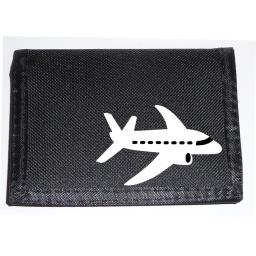 Jet Plane on a Black Nylon Wallet, Cute Birthday, Fathers Day or Christmas Gift