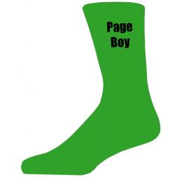 Green Wedding Socks with Black Page Boy Title Adult size UK 6-12 Euro 39-49