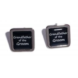 Grandfather of the Groom Black Square Wedding Cufflinks