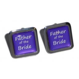 Father of the Bride Purple Square Wedding Cufflinks
