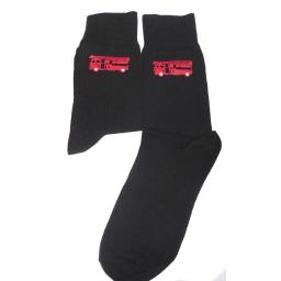 Red Fire Truck on Black Socks, Lovely Birthday Gift Adult size UK 6-12 Ideal for a Christmas, birthday or anytime gift for a Fireman
