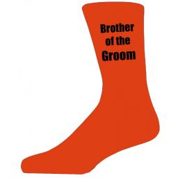 Orange Wedding Socks with Black Brother of The Groom Title Adult size UK 6-12 Euro 39-49