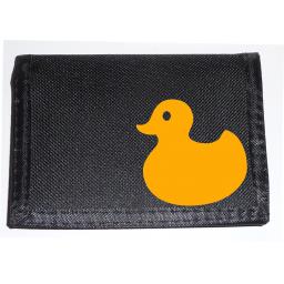 Cute Yellow Bath Time Duck on a Black Nylon Wallet, Brilliant Birthday, Fathers Day or Christmas Gift