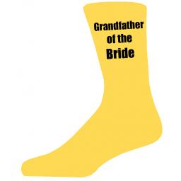 Yellow Wedding Socks with Black Grandfather of The Bride Title Adult size UK 6-12 Euro 39-49