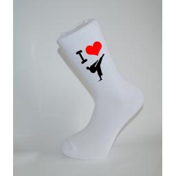 I Love Karate/Judo White Socks, Great Socks for the sportsman, Adults 6-12
