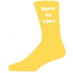 Born In 1964 Yellow Socks, Celebrate Your Birthday A Great Pair Of Novelty Socks For That Special Day
