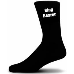 Ring Bearer Socks (Black Socks with White Text) Great Novelty Gifts For The Wedding Party Small UK 9-12 Euro 27-30