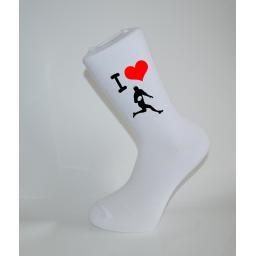 I Love Rugby White Socks, Great Socks for the sportsman, Adults 6-12