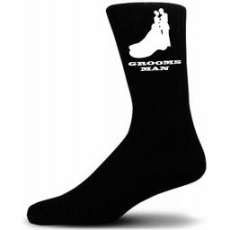 Elegant Bride And Groom Figure Black Wedding Socks - Grooms Man