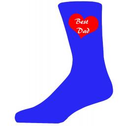 Best Dad in a Red Heart on Blue Socks, Lovely Birthday Gift Adult size UK 6-12 Ideal for a Christmas, birthday or anytime gift