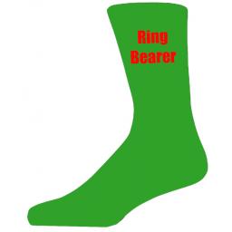 Green Wedding Socks with Red Ring Bearer Title Adult size UK 6-12 Euro 39-49