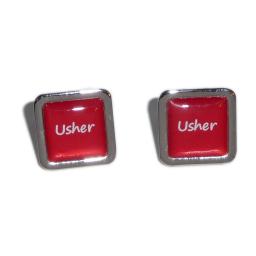 Usher Red Square Wedding Cufflinks
