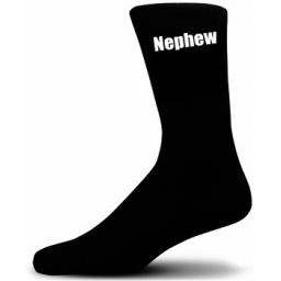 Nephew Socks (Black Socks with White Text) Great Novelty Gifts For The Wedding Party Small UK 9-12 Euro 27-30