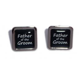 Father of the Groom Black Square Wedding Cufflinks