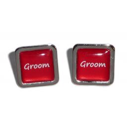 Groom Red Square Wedding Cufflinks