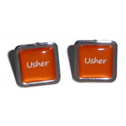 Usher Orange Square Wedding Cufflinks