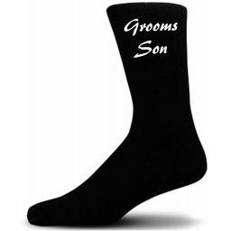 Fancy Script Black Wedding Socks For The Grooms Son (Adult)
