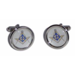 Masonic Blue, White & Gold Compass cufflinks