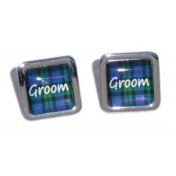 Groom Blue Tartan Square Wedding Cufflinks