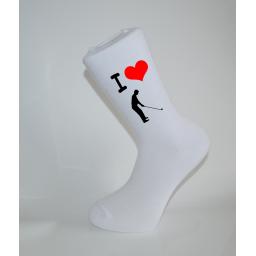 I Love Golf White Socks, Great Socks for the sportsman, Adults 6-12