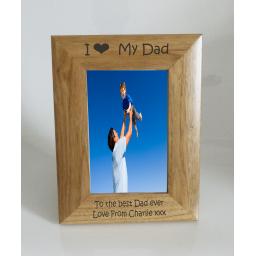 Dad Photo Frame 4 x 6 - I heart-Love My Dad 4 x 6 Photo Frame - Free Engraving