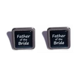 Father of the Bride Black Square Wedding Cufflinks