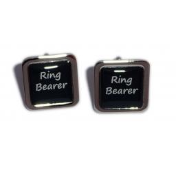 Ring Bearer Black Square Wedding Cufflinks