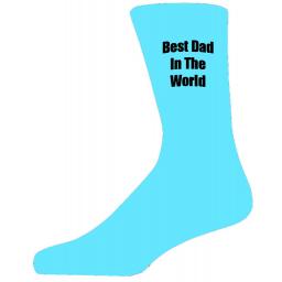 Best Dad in in the World in Black Text on Turquoise Socks, Lovely Birthday Gift Adult size UK 6-12 Ideal for a Christmas, birthday or anytime gift