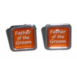 Father of the Groom Orange Square Wedding Cufflinks