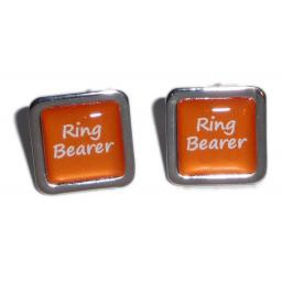 Ring Bearer Orange Square Wedding Cufflinks