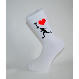 I Love Soccer/Football White Socks, Great Socks for the sportsman, Adults 6-12