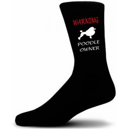 Black Warning Poodle Owner Socks - I love my Dog Novelty Socks