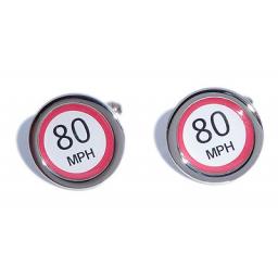 80 MPH Speed Sign cufflinks