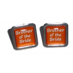 Brother of the Bride Orange Square Wedding Cufflinks