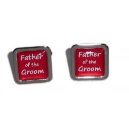 Father of the Groom Red Square Wedding Cufflinks