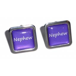 Nephew Purple Square Wedding Cufflinks