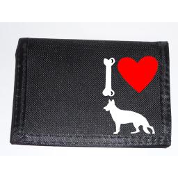 I Love Alsatian Dogs on a Black Nylon Wallet, Stunning Birthday, Fathers Day or Christmas Gift