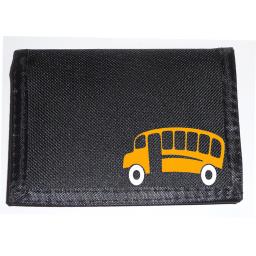 Yellow School Bus on a Black Nylon Wallet, Brilliant Birthday, Fathers Day or Christmas Gift