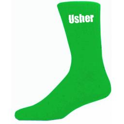 Green Mens Wedding Socks - High Quality Usher Green Socks (Adult 6-12)