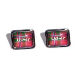 Usher Red Tartan Square Wedding Cufflinks
