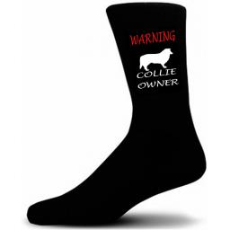 Black Warning Collie Owner Socks - I love my Dog Novelty Socks