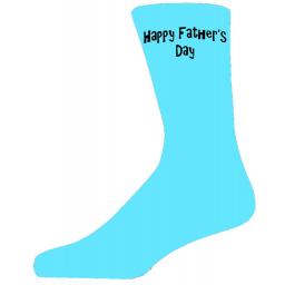 Happy Fathers Day in Black Text on Turquoise Socks, Lovely Fathers Day Gift