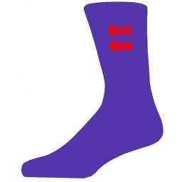 Purple Wedding Socks with Red Best Man Title Adult size UK 6-12 Euro 39-49