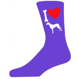 Purple Ladies Novelty Great Dane Socks- I Love My Dog Socks Luxury Cotton Novelty Socks Adult size UK 5-12 Euro 39-49