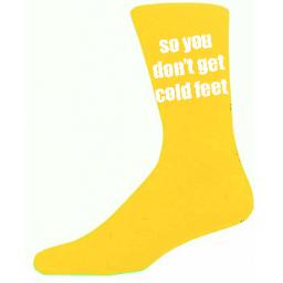 Yellow Mens Wedding Socks - High Quality So you Don't Get Cold Feet Cotton Rich Yellow Socks (Adult 6-12)