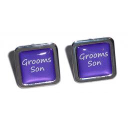 Grooms Son Purple Square Wedding Cufflinks