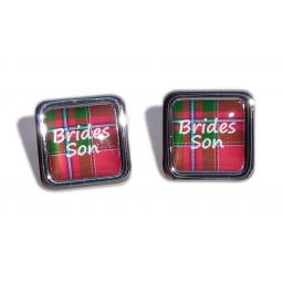 Brides Son Red Tartan Square Wedding Cufflinks