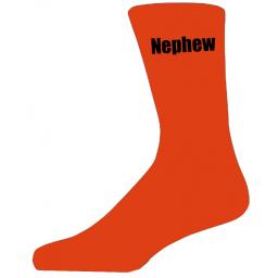 Orange Wedding Socks with Black Nephew Title Adult size UK 6-12 Euro 39-49